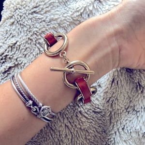 BR leather-chain-mixed bracelet